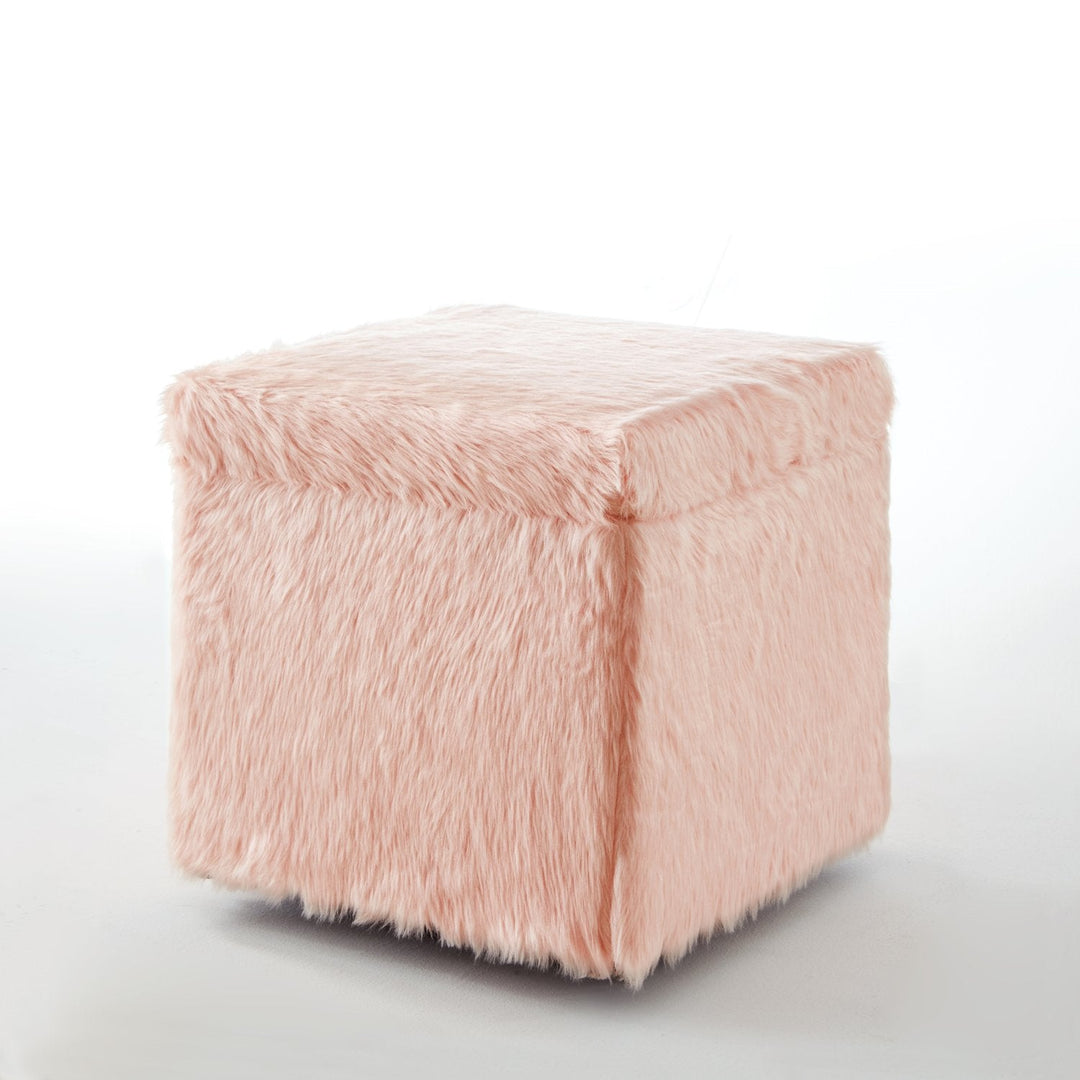 Ottoman - Lilly Faux Fur Cube Storage Ottoman