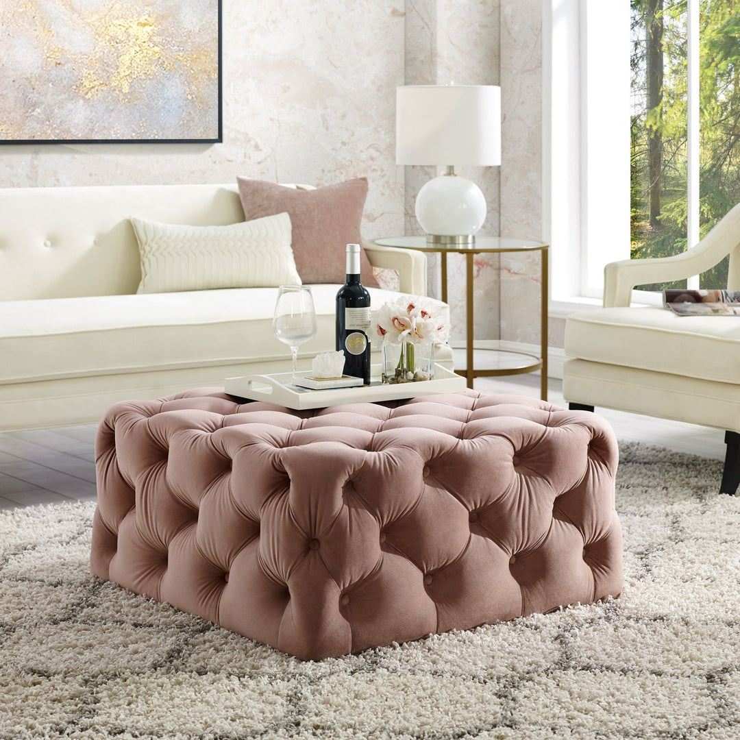 Madeline Cocktail Ottoman Velvet Blush Pink