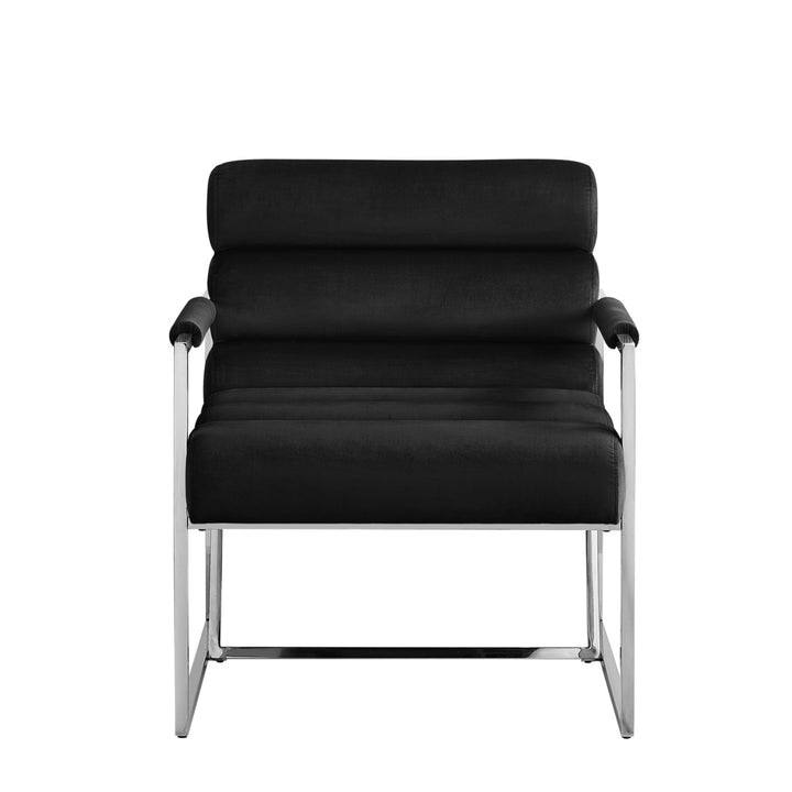 Inspired Home Dalia Accent Chair Velvet Black/Chrome 1