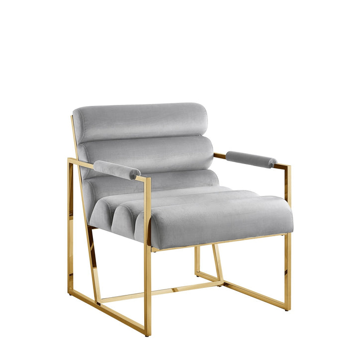 Inspired Home Dalia Accent Chair Velvet Grey/Gold Main