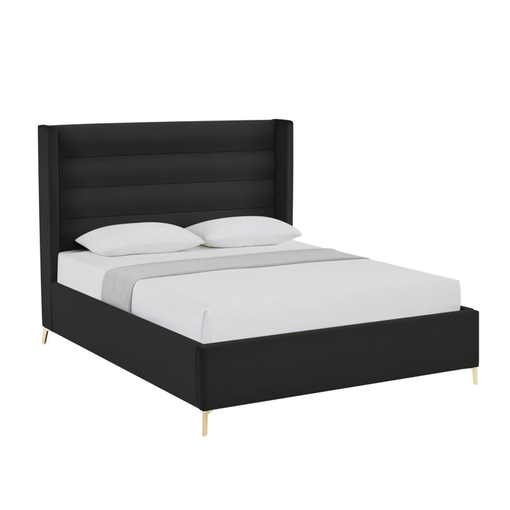 Inspired Home Kacie Platform Bed Velvet Black Main