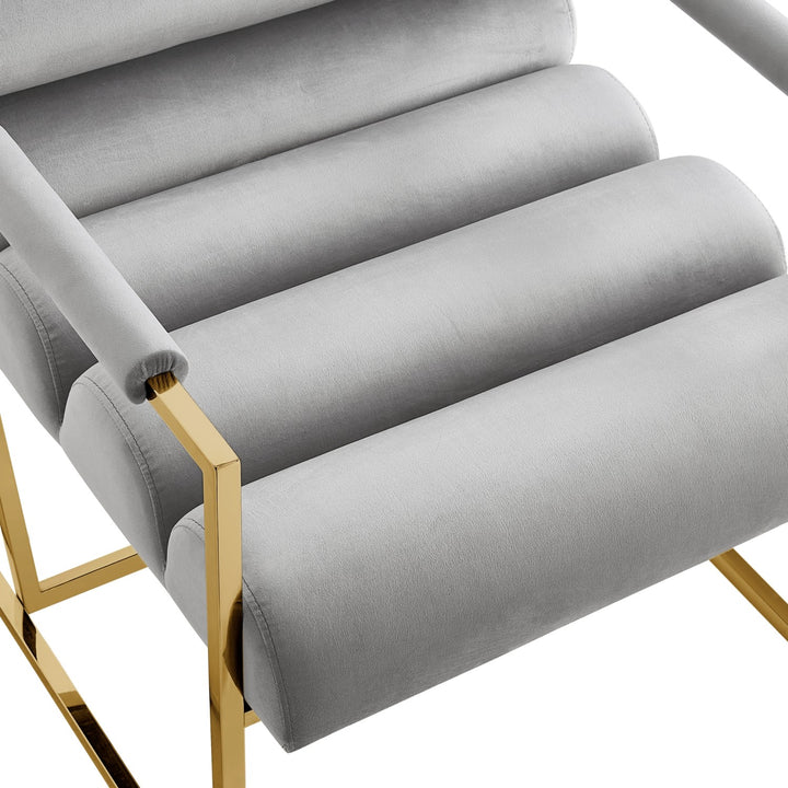 Inspired Home Dalia Accent Chair Velvet Grey/Gold 5