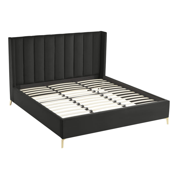 Inspired Home Caliyah Platform Bed Velvet Black 3