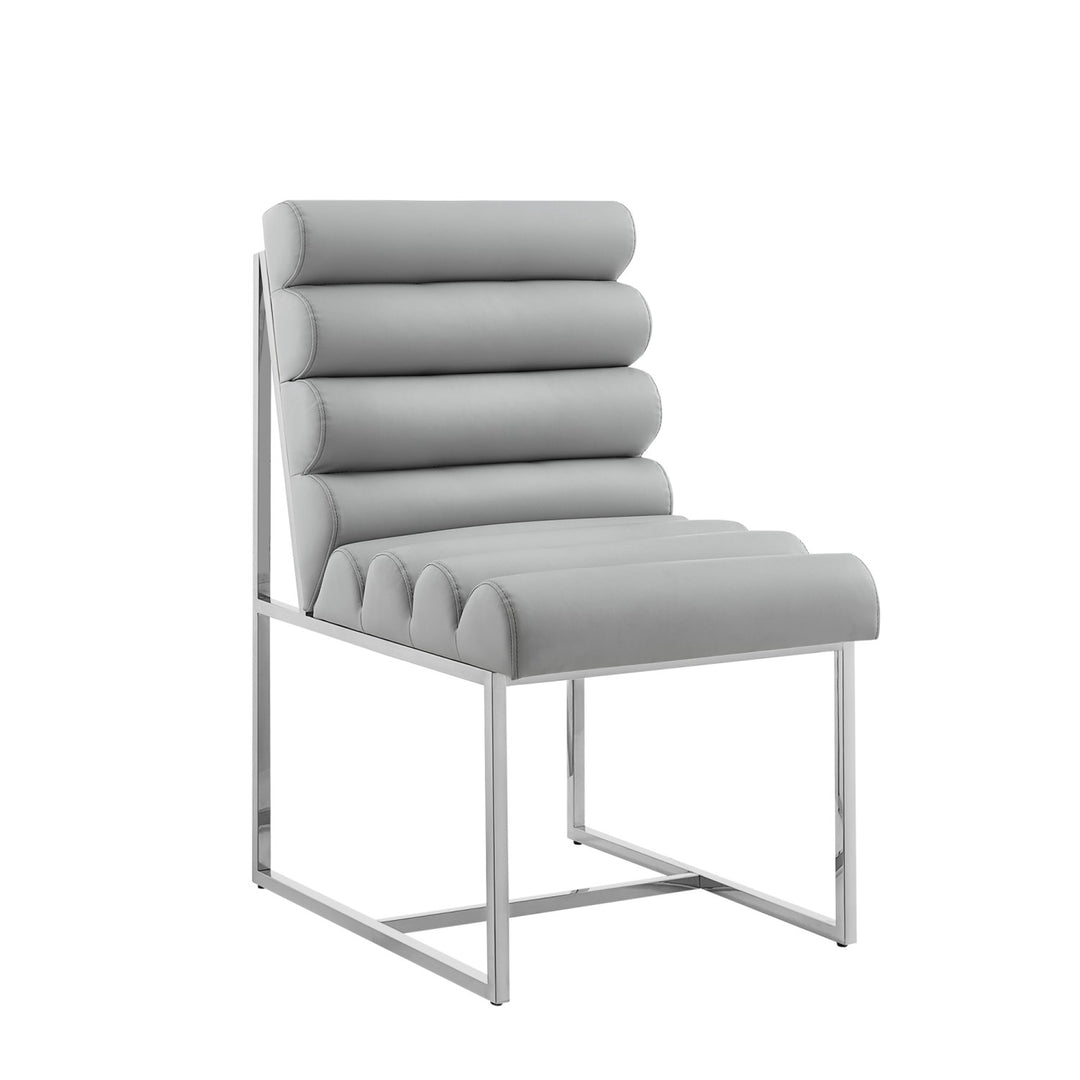 Inspired Home Dalia Dining Chair PU Leather Grey/Chrome Main