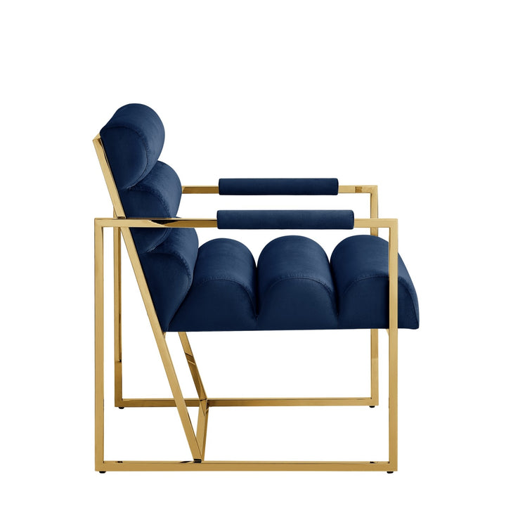 Inspired Home Dalia Accent Chair Velvet Navy/Gold 2