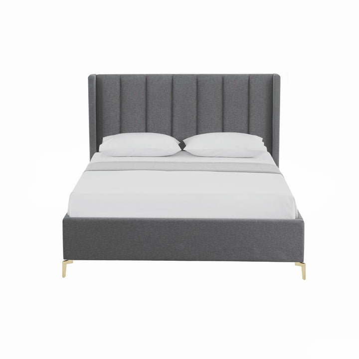 Inspired Home Caliyah Platform Bed Linen Grey 1