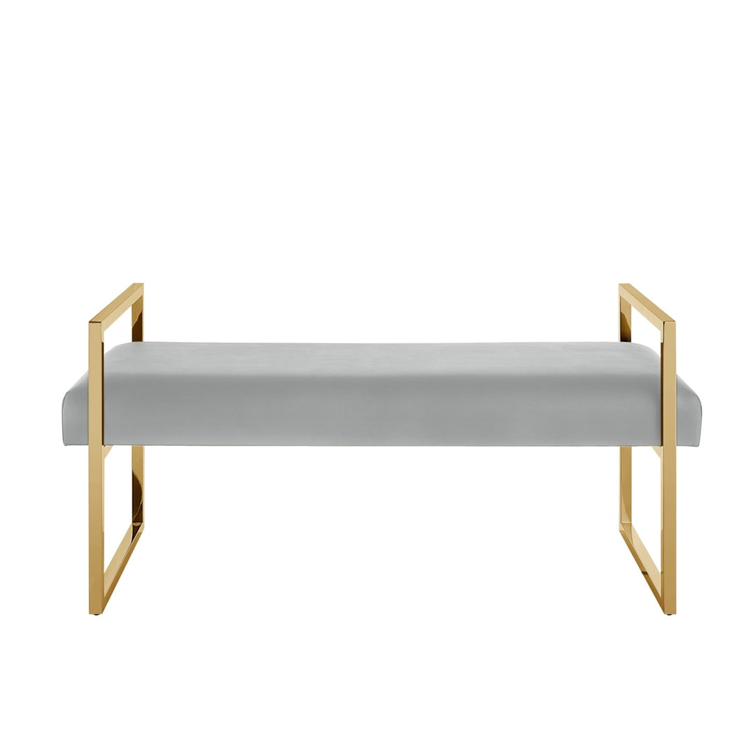 Inspired Home Dalia Bench PU Leather Grey/Gold 1