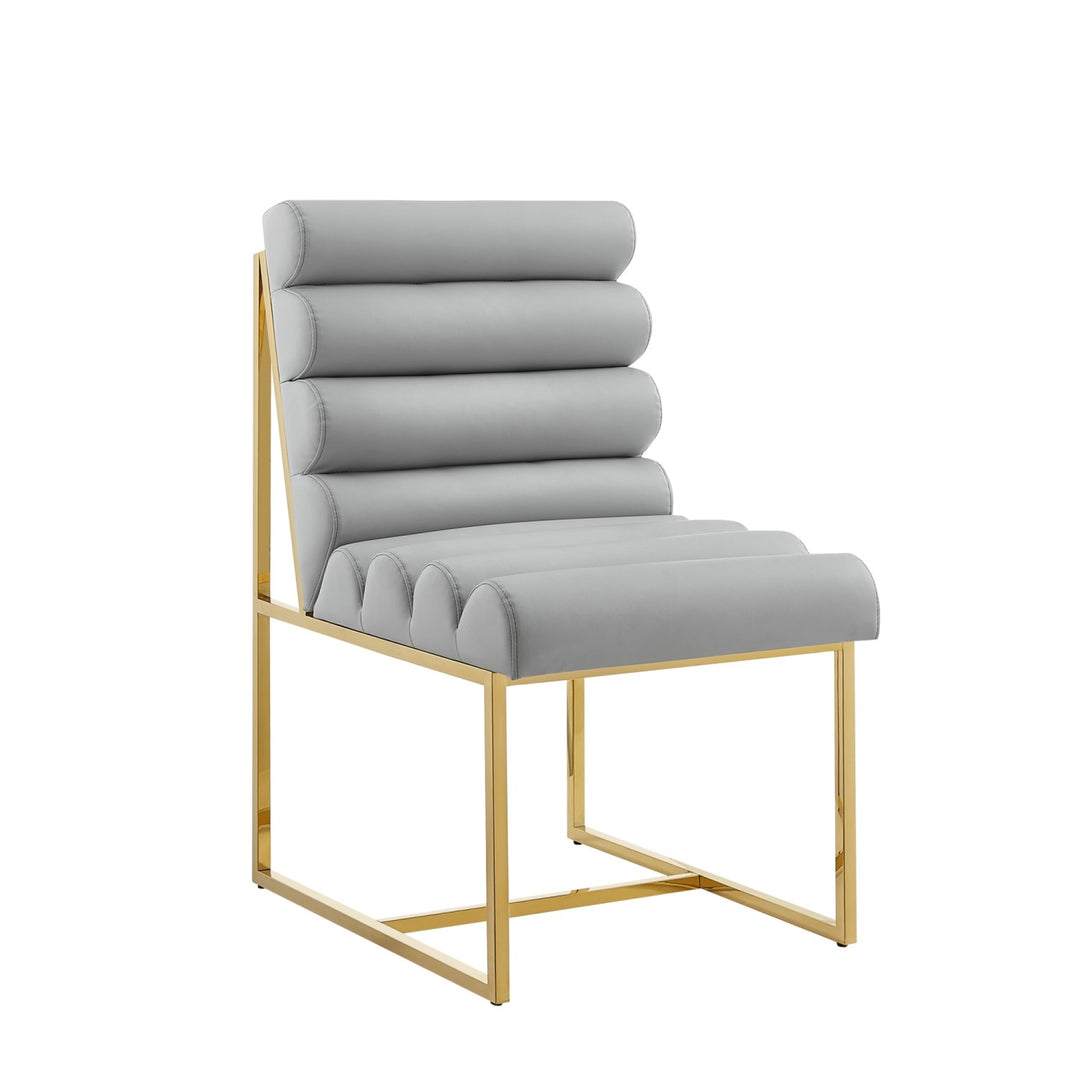 Inspired Home Dalia Dining Chair PU Leather Grey/Gold Main