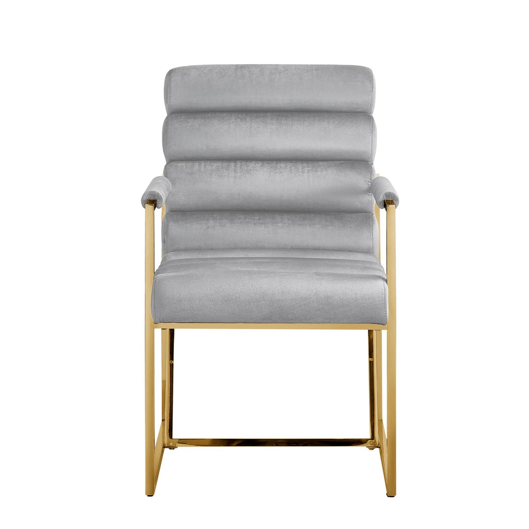 Inspired Home Dalia Dining Chair Velvet Grey/Gold 1