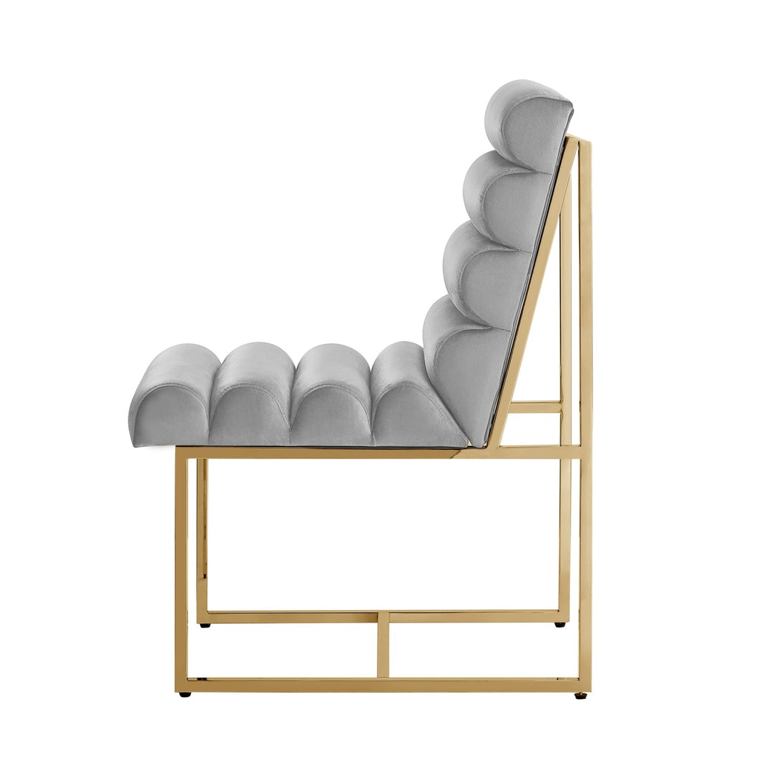 Inspired Home Dalia Dining Chair Velvet Grey/Gold 2