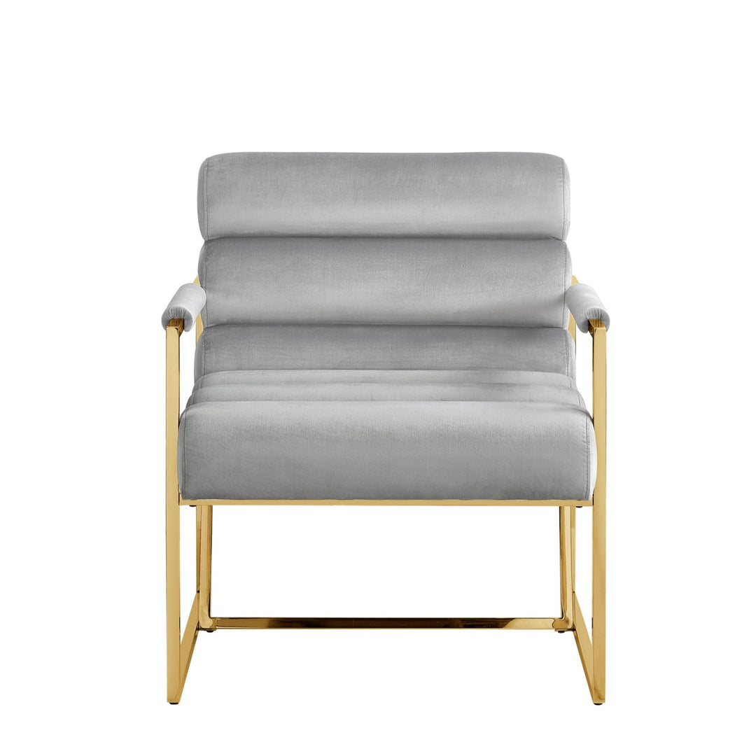 Inspired Home Dalia Accent Chair Velvet Grey/Gold 1