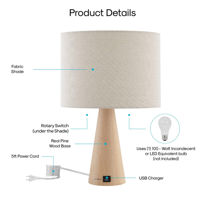 Maylee Table Lamp with USB Port