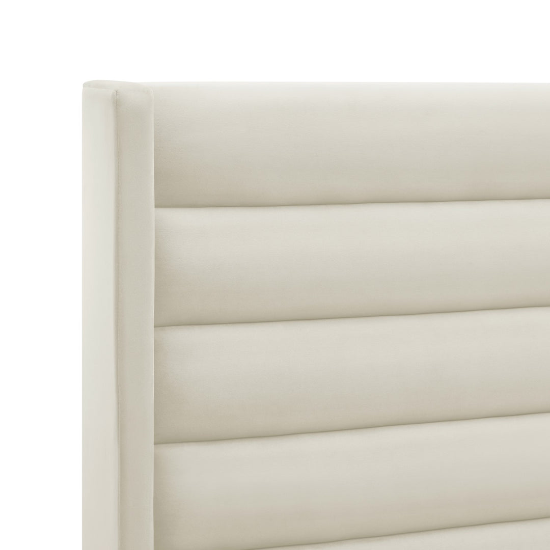 Inspired Home Kacie Platform Bed Velvet Cream White 5