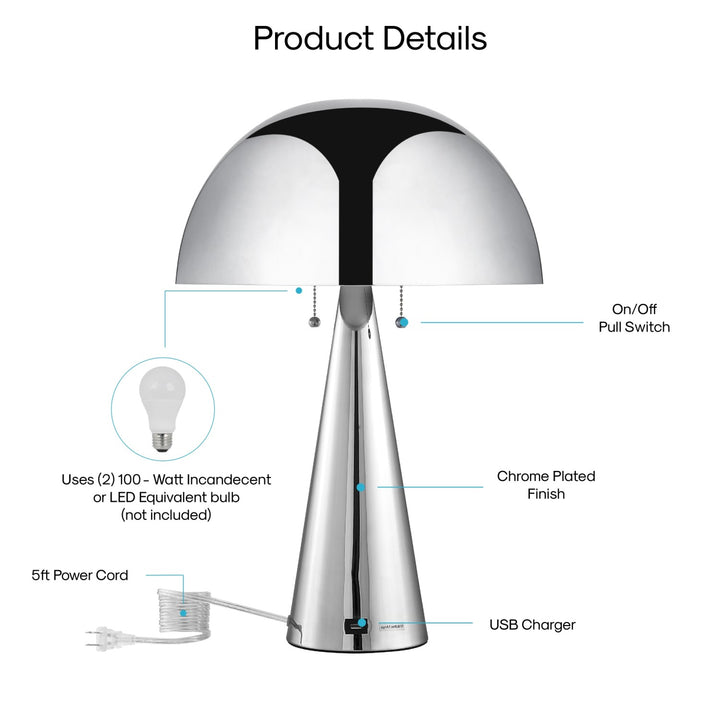 Neveah Table Lamp with USB Port