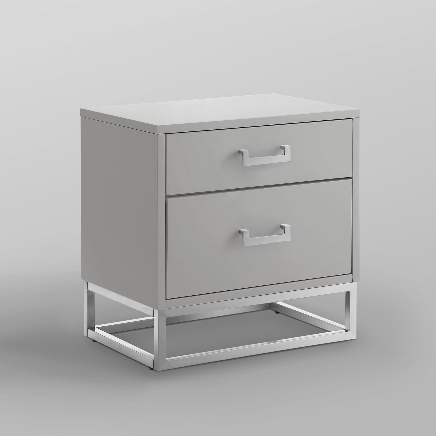 Emiliana Modern Side Table 2 Drawers Glossy Handle for Bedroom ...