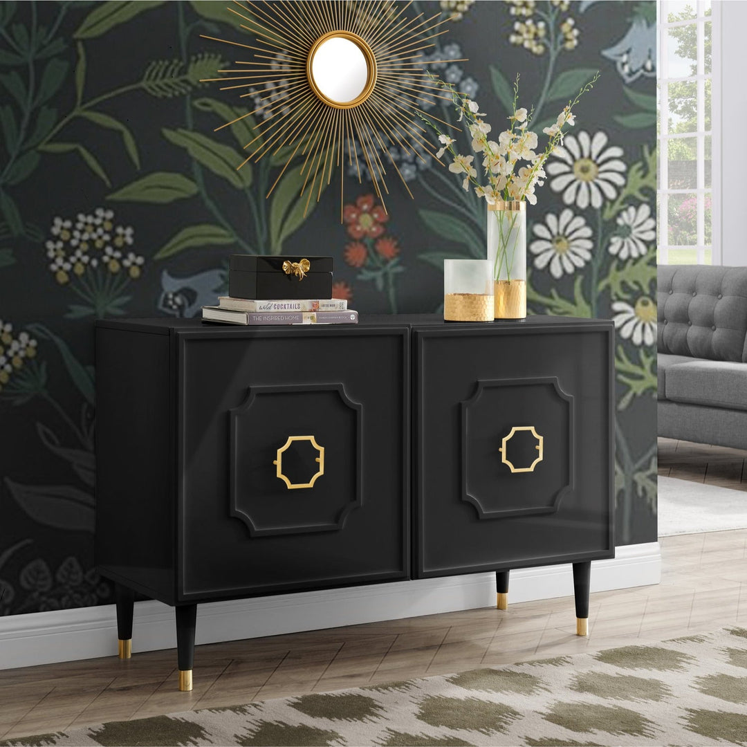 Belen Modern Sideboard 2 Doors Brushed Finish Gold Handle and Leg Tip for  Living Room – Inspired Home