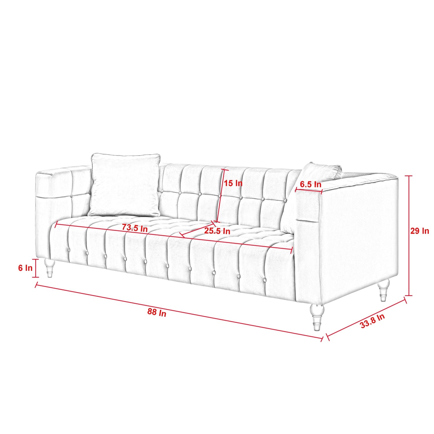 Angelo Modern Sofa Biscuit Tufted Lucite Leg for Living Room – Inspired ...