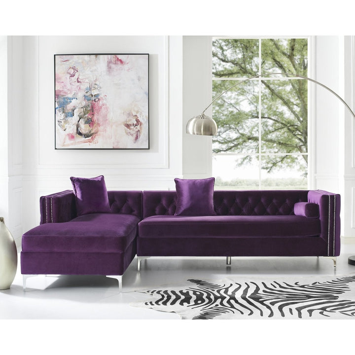 Sofa - Giovanni Velvet Chaise Sectional Sofa With Storage