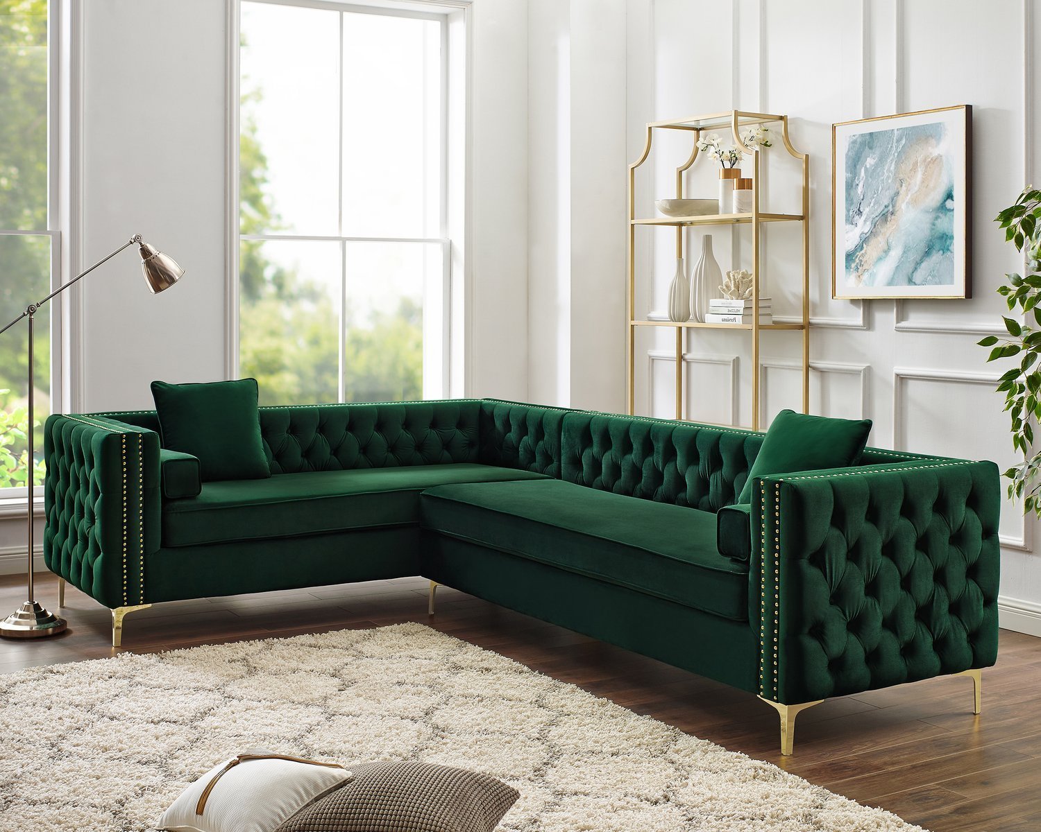Velvet chaise corner sofa 2025