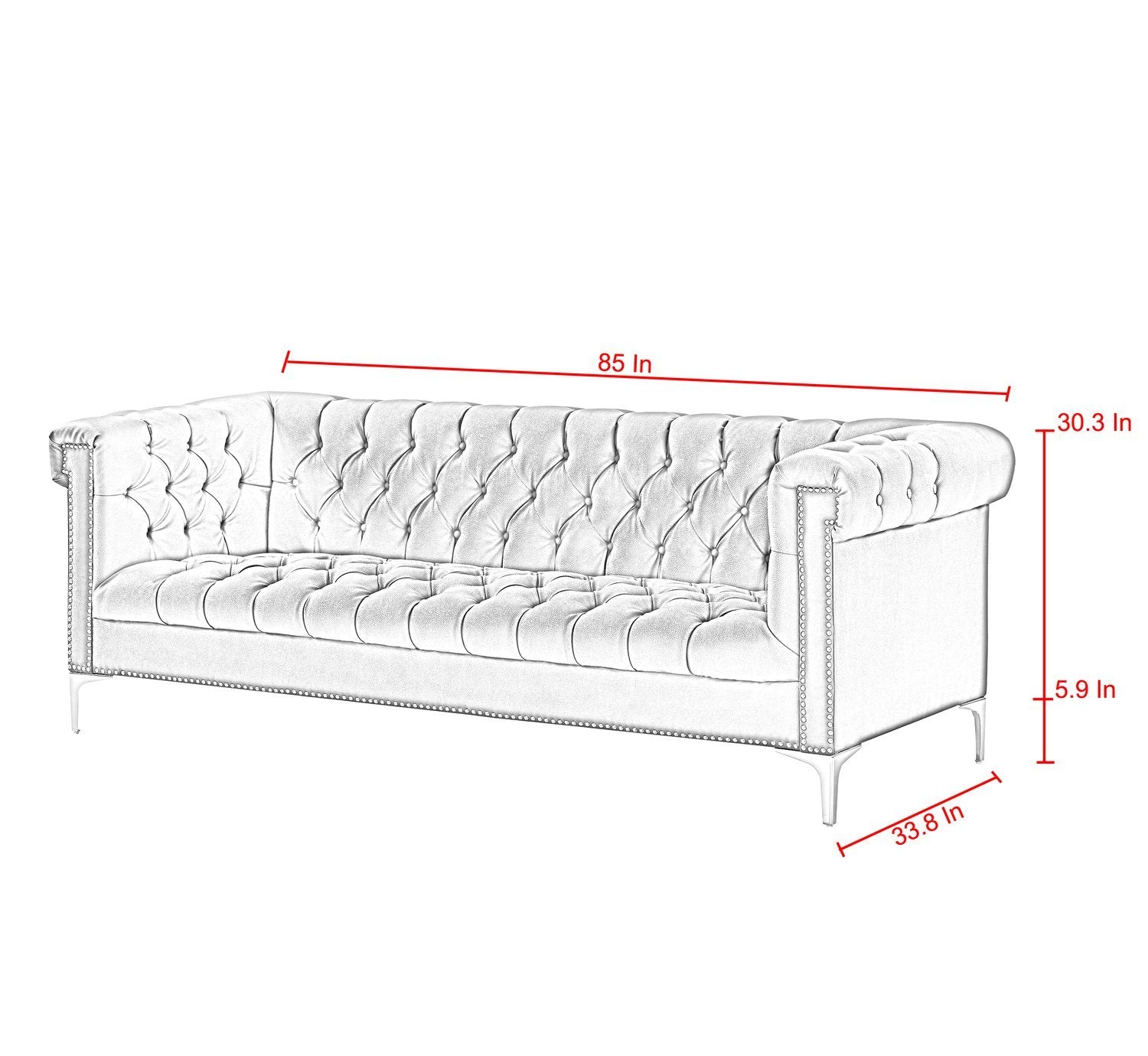 Oxford Stylish Sofa Button Tufted Silver Nailhead Trim for Living Room ...
