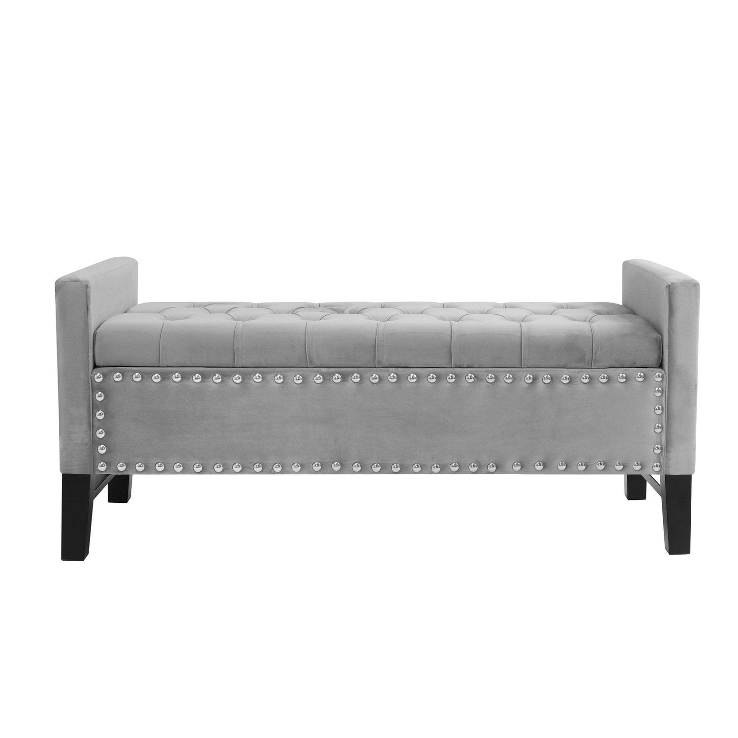 Columbus Contemporary Bench Button Tufted Silver Nailhead Trim for
