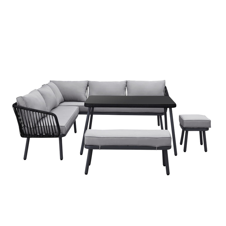 Inspired Home Colter Patio Conversation Set  Black 2