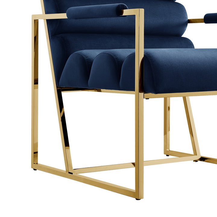 Inspired Home Dalia Accent Chair Velvet Navy/Gold 4