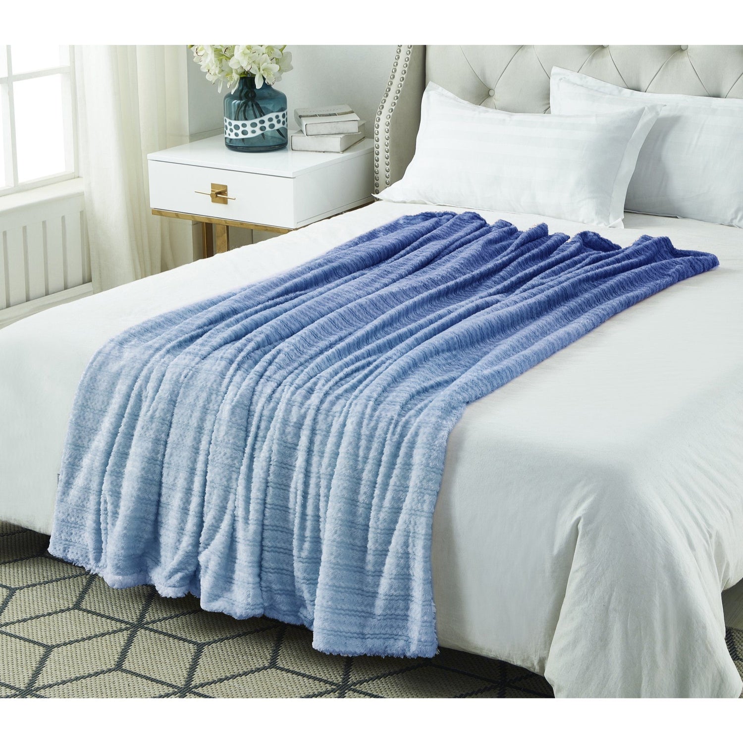 Ombre blue throw online blanket