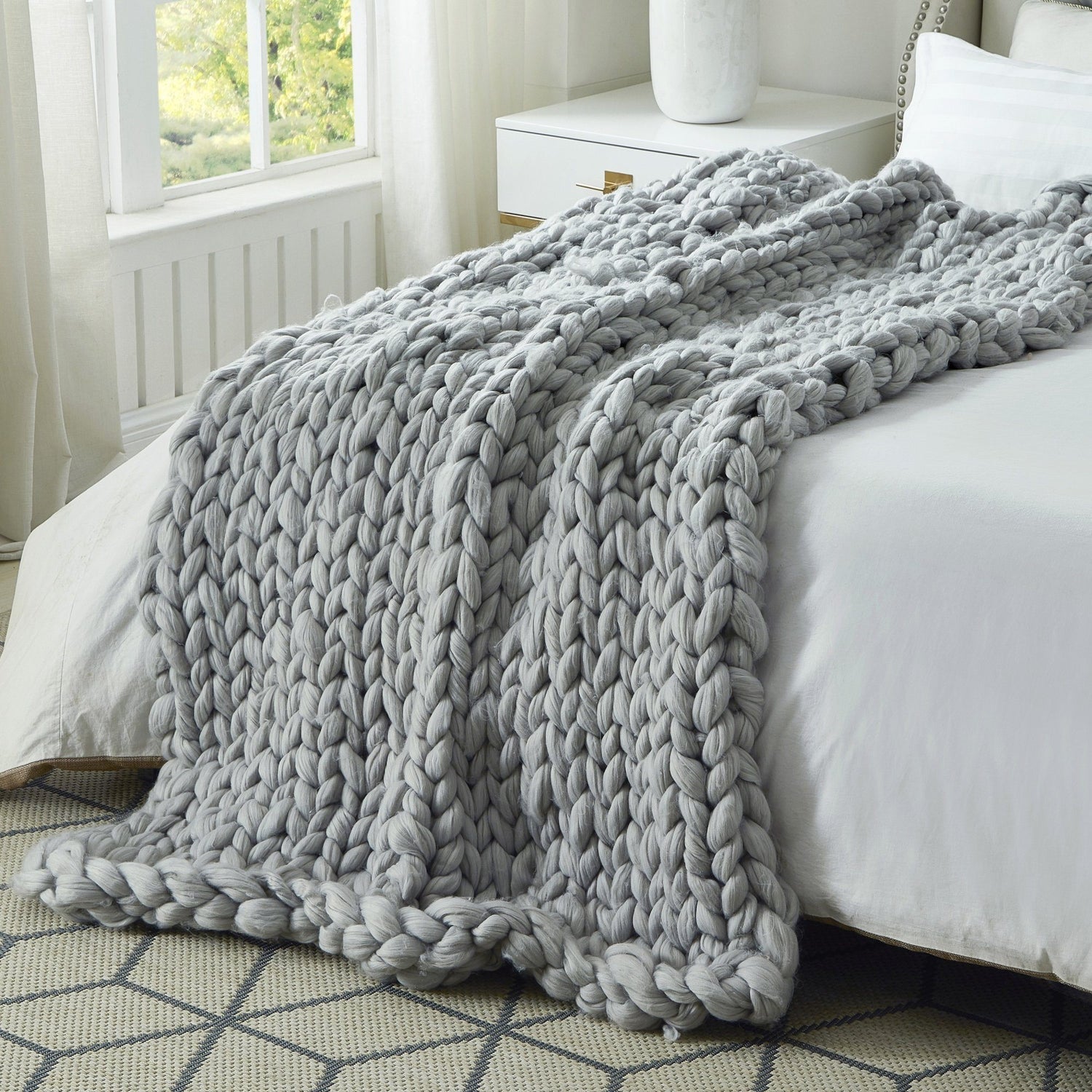 Light grey knitted discount throw