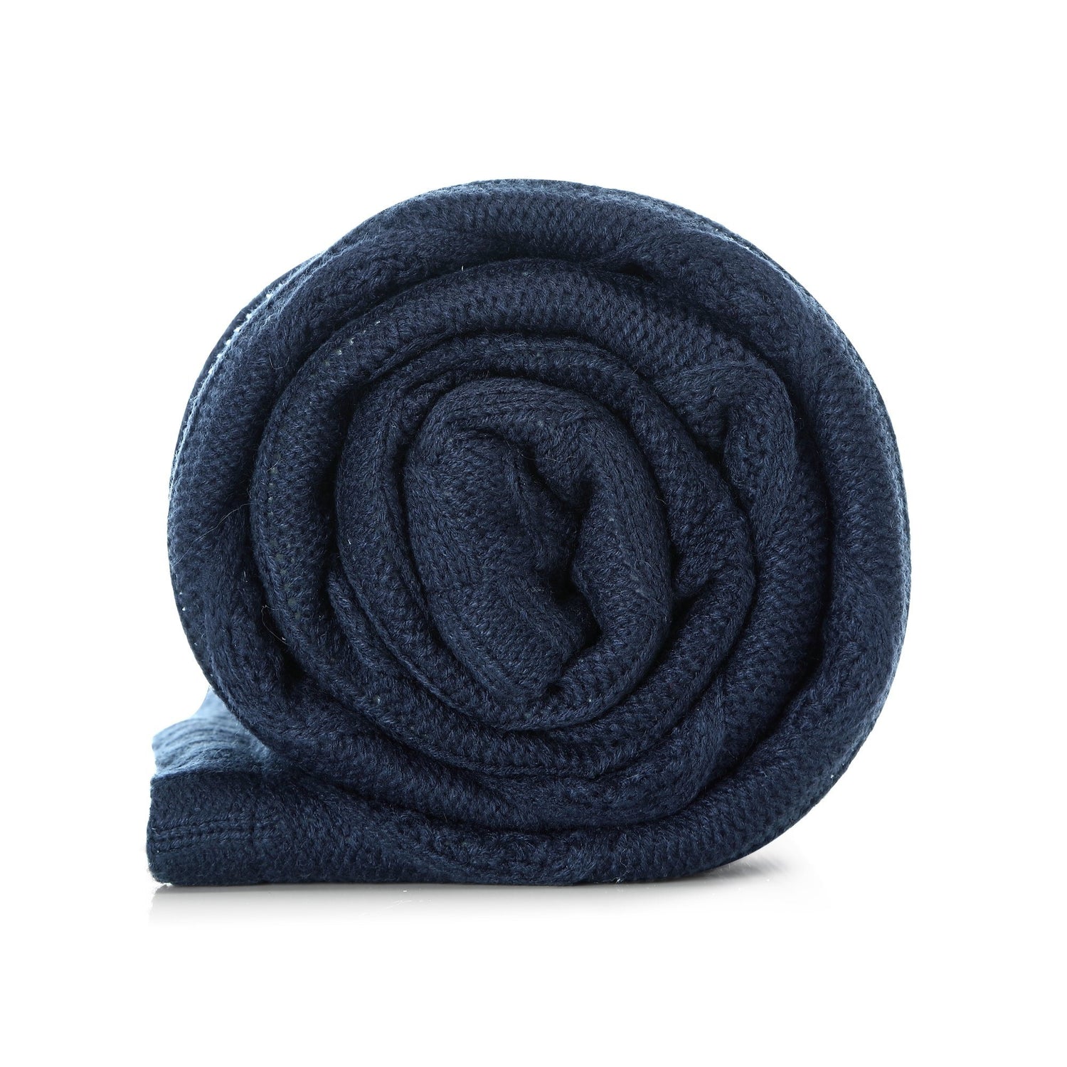 Navy cable outlet knit throw