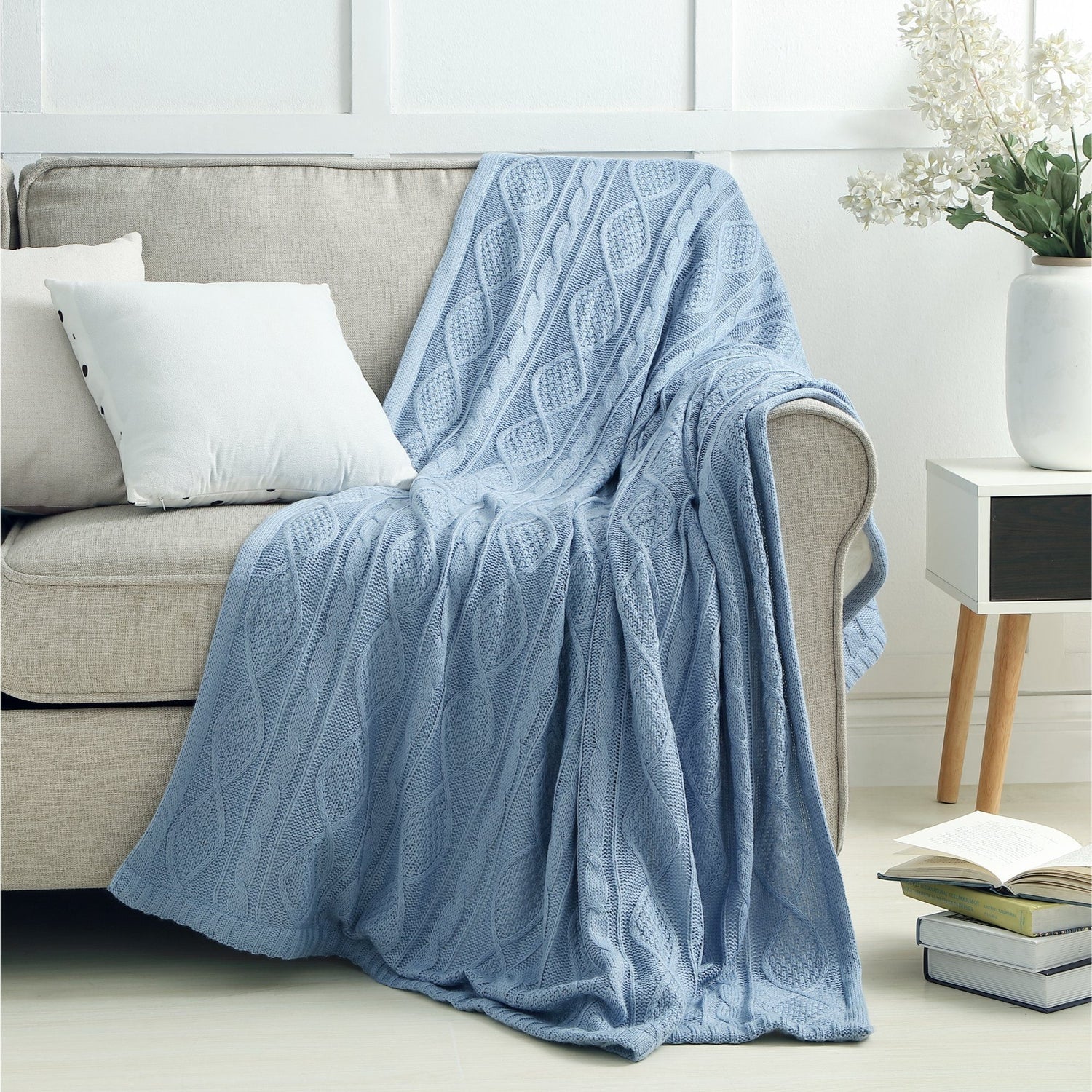 Light blue 2024 knitted throw