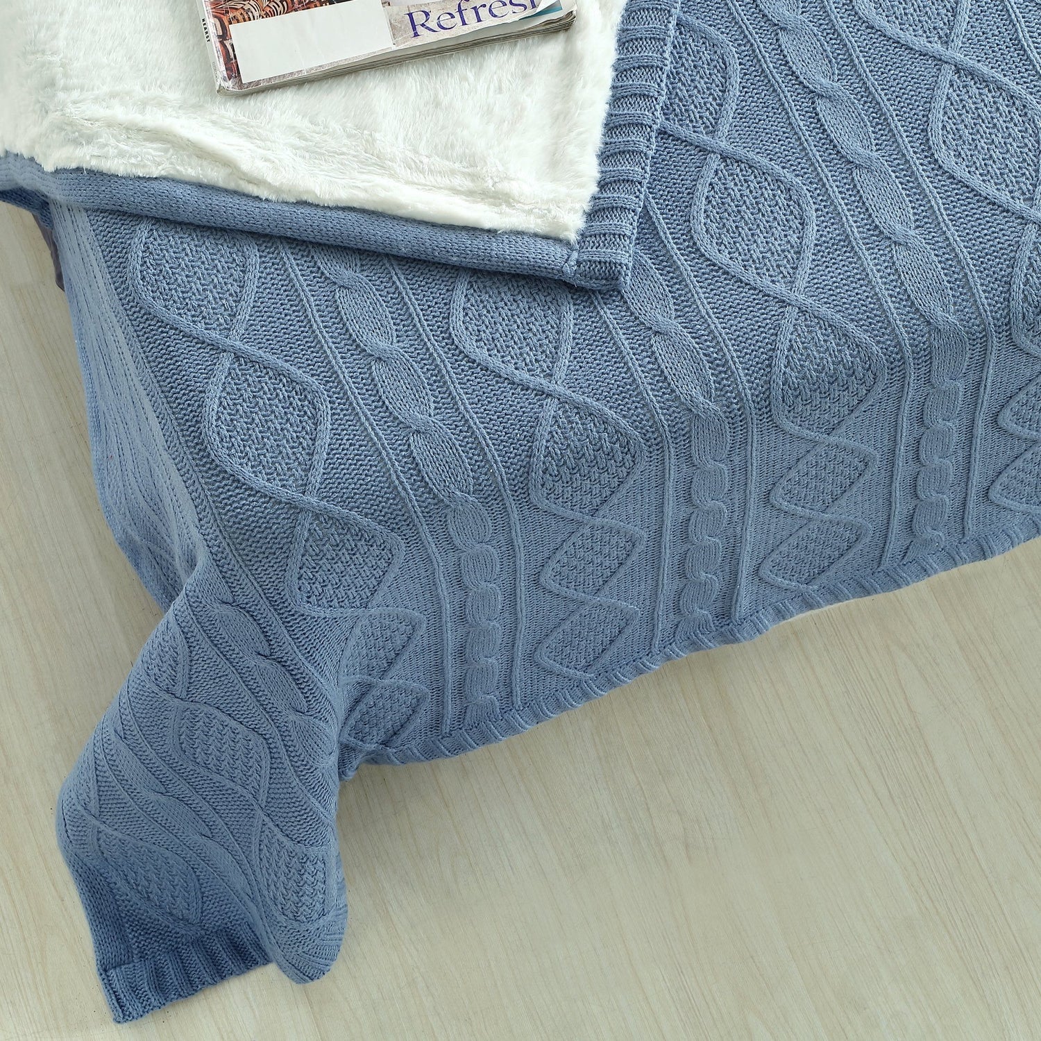 Cable knit fleece online blanket