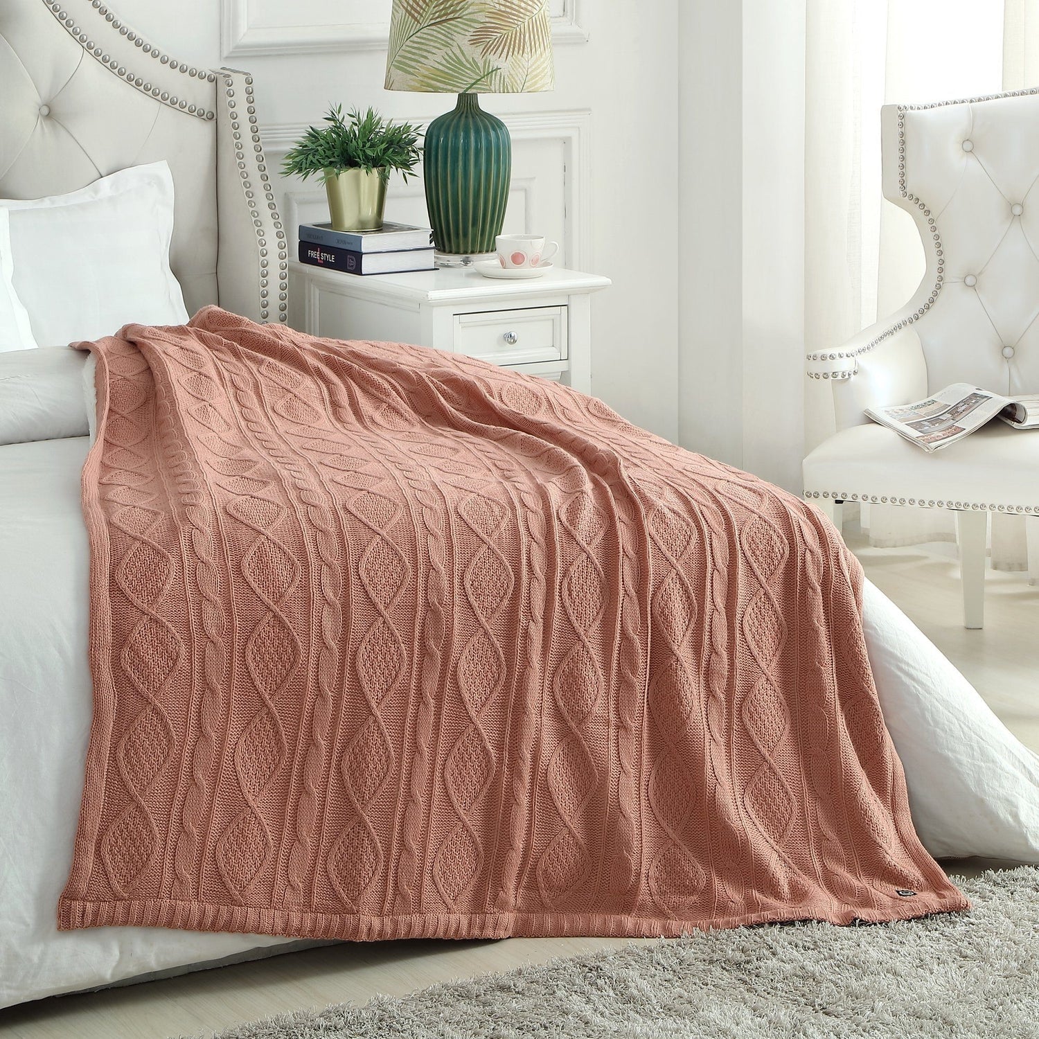 Blush cable best sale knit throw