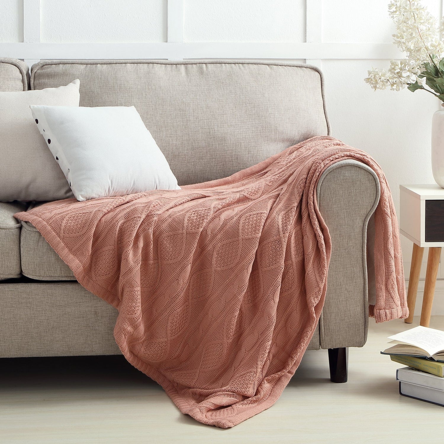 Blush sofa online throw