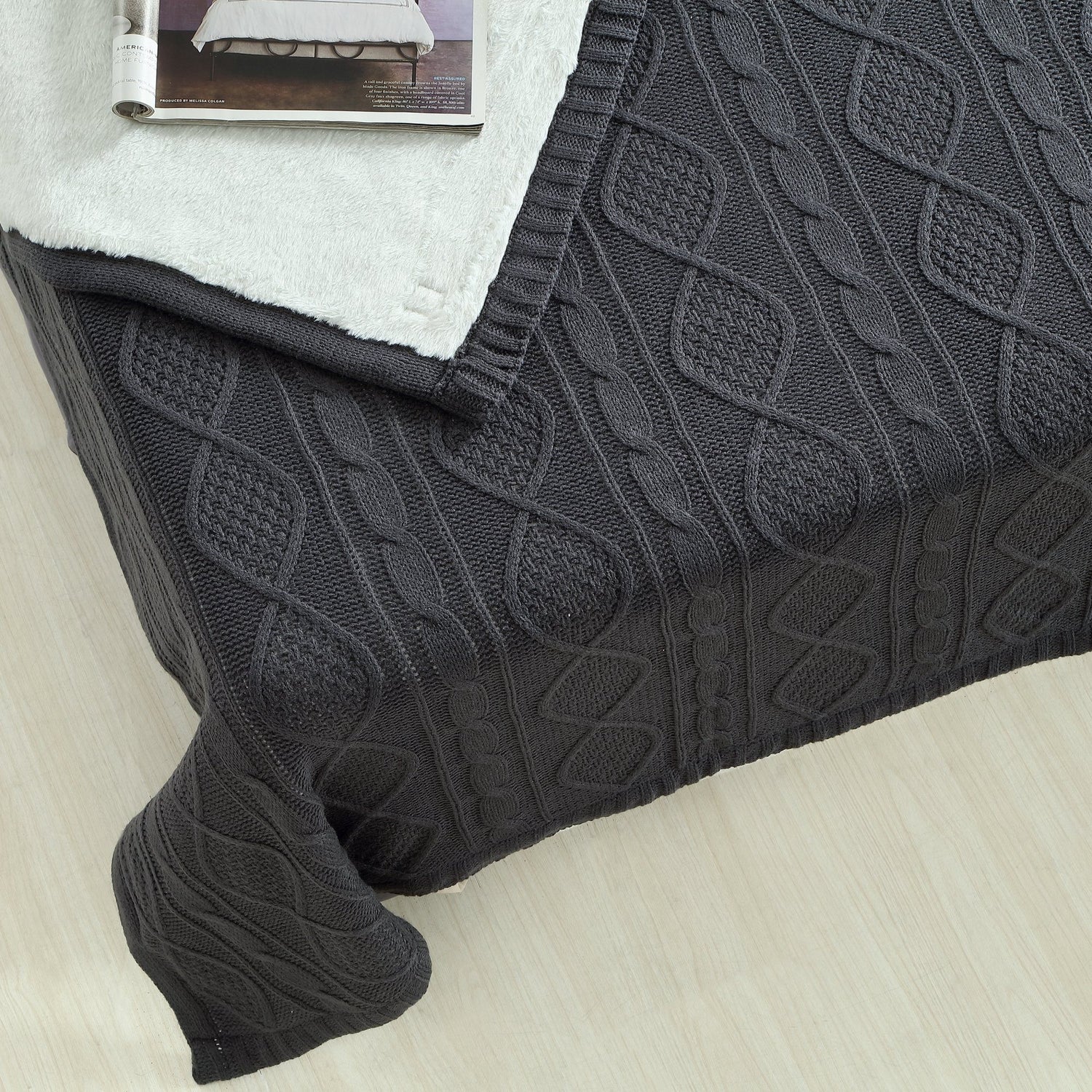 Black cable knit discount throw