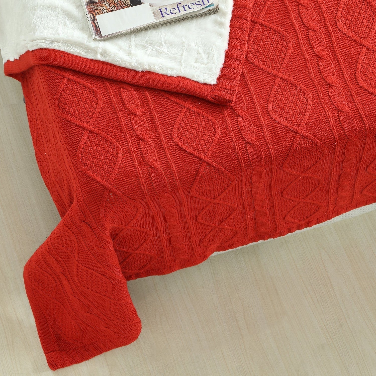 Red cable knit cheap throw