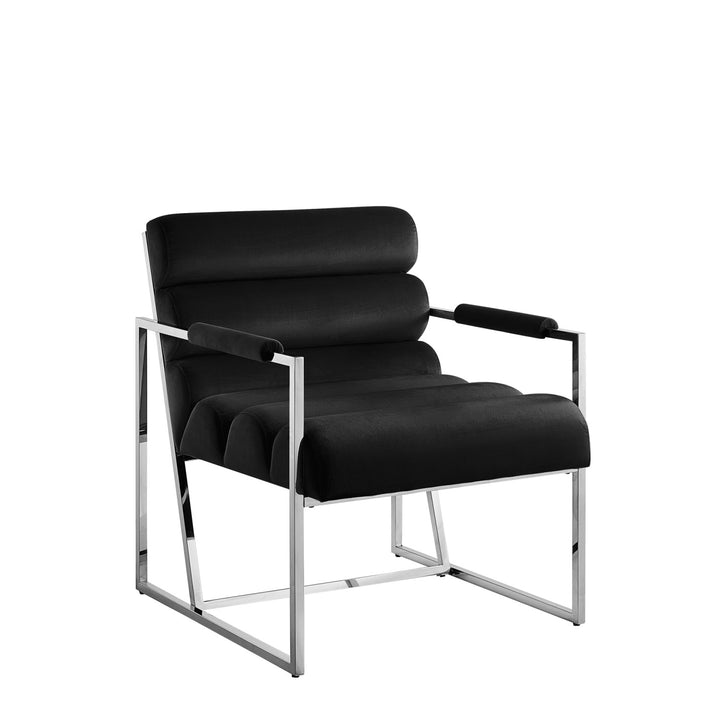 Inspired Home Dalia Accent Chair Velvet Black/Chrome Main