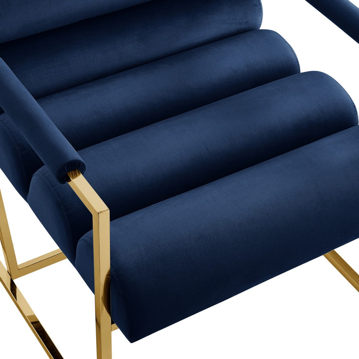 Inspired Home Dalia Accent Chair Velvet Navy/Gold 5