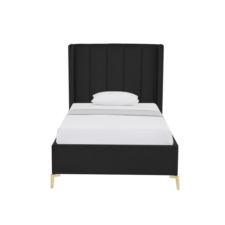 Inspired Home Caliyah Platform Bed Velvet Black 1