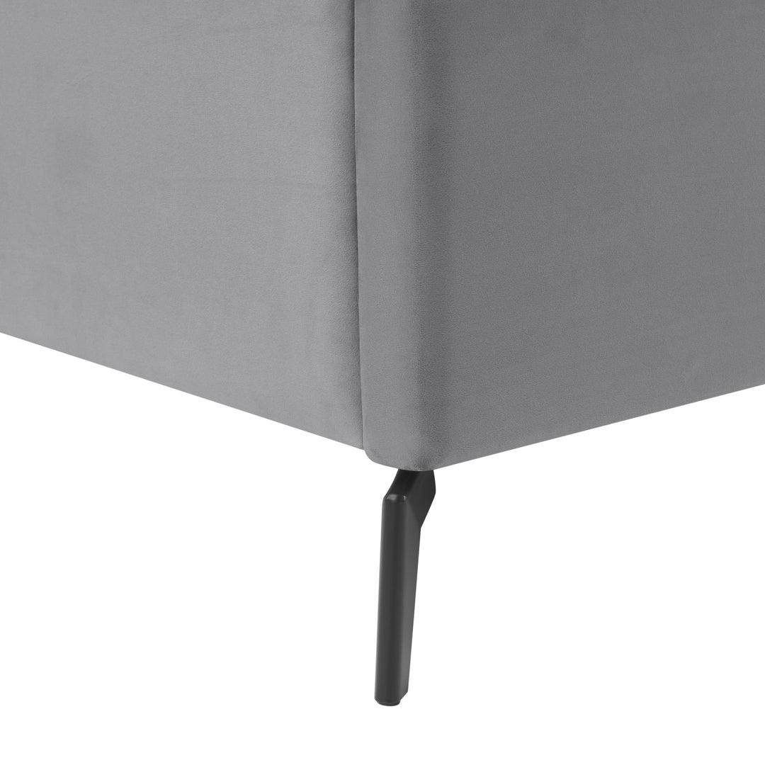 Inspired Home Kacie Platform Bed Velvet Light Grey 4