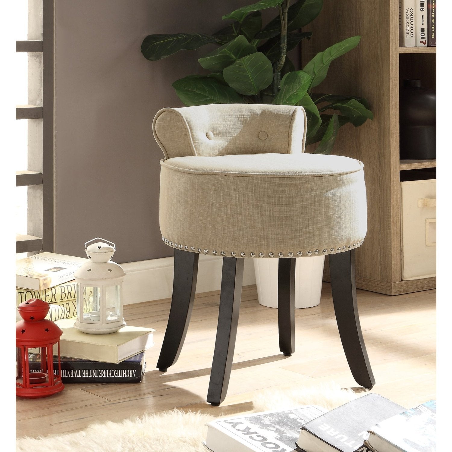 Linen vanity stool sale