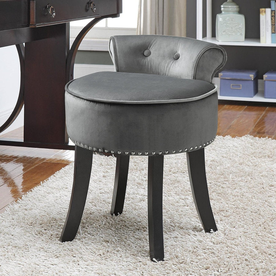Vanity Sstool Taylor Modern Vanity Stool Nailhead Trim Rolled Back for Bedroom ...