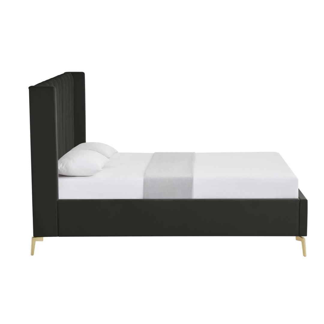 Inspired Home Caliyah Platform Bed Velvet Black 2
