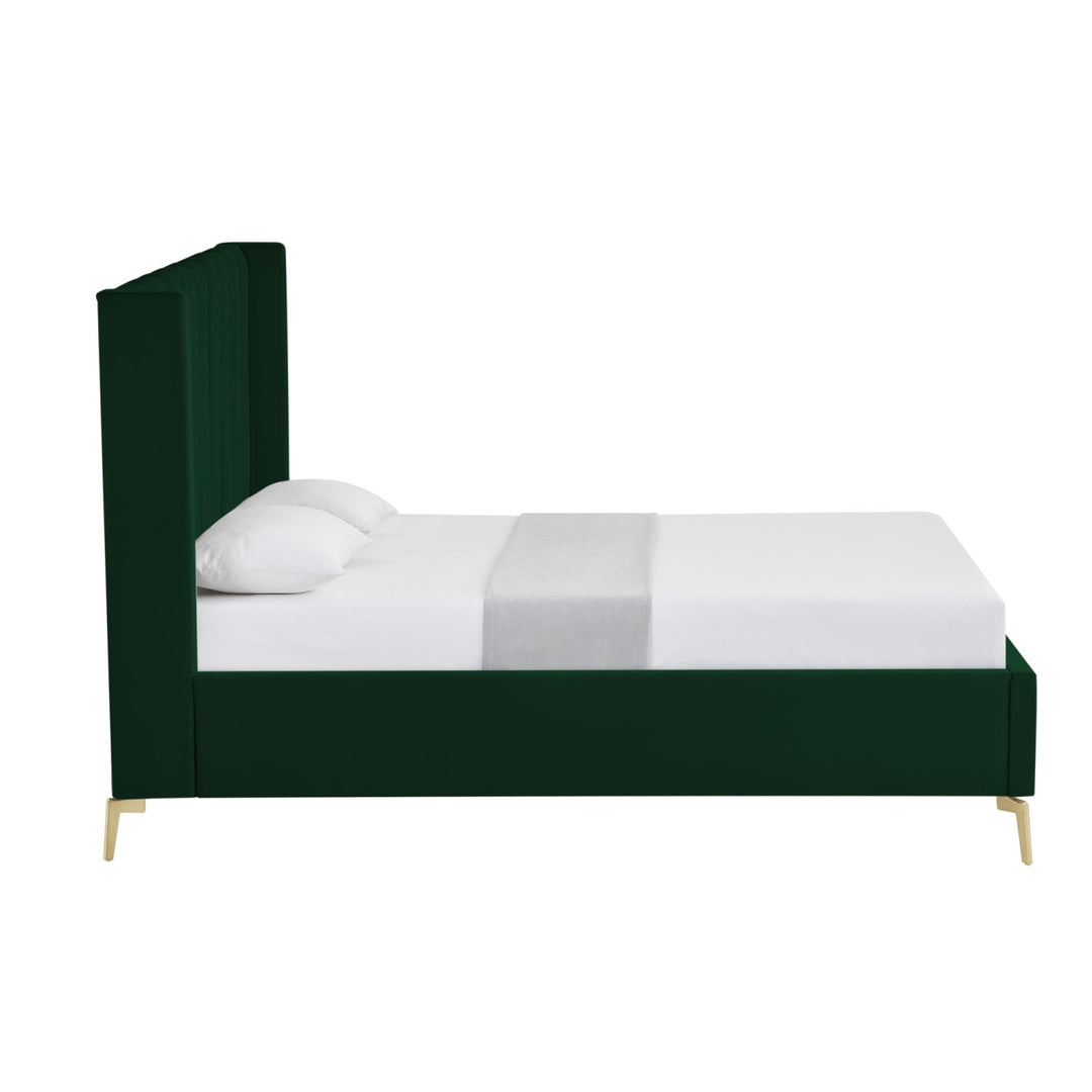 Inspired Home Caliyah Platform Bed Velvet Green 2
