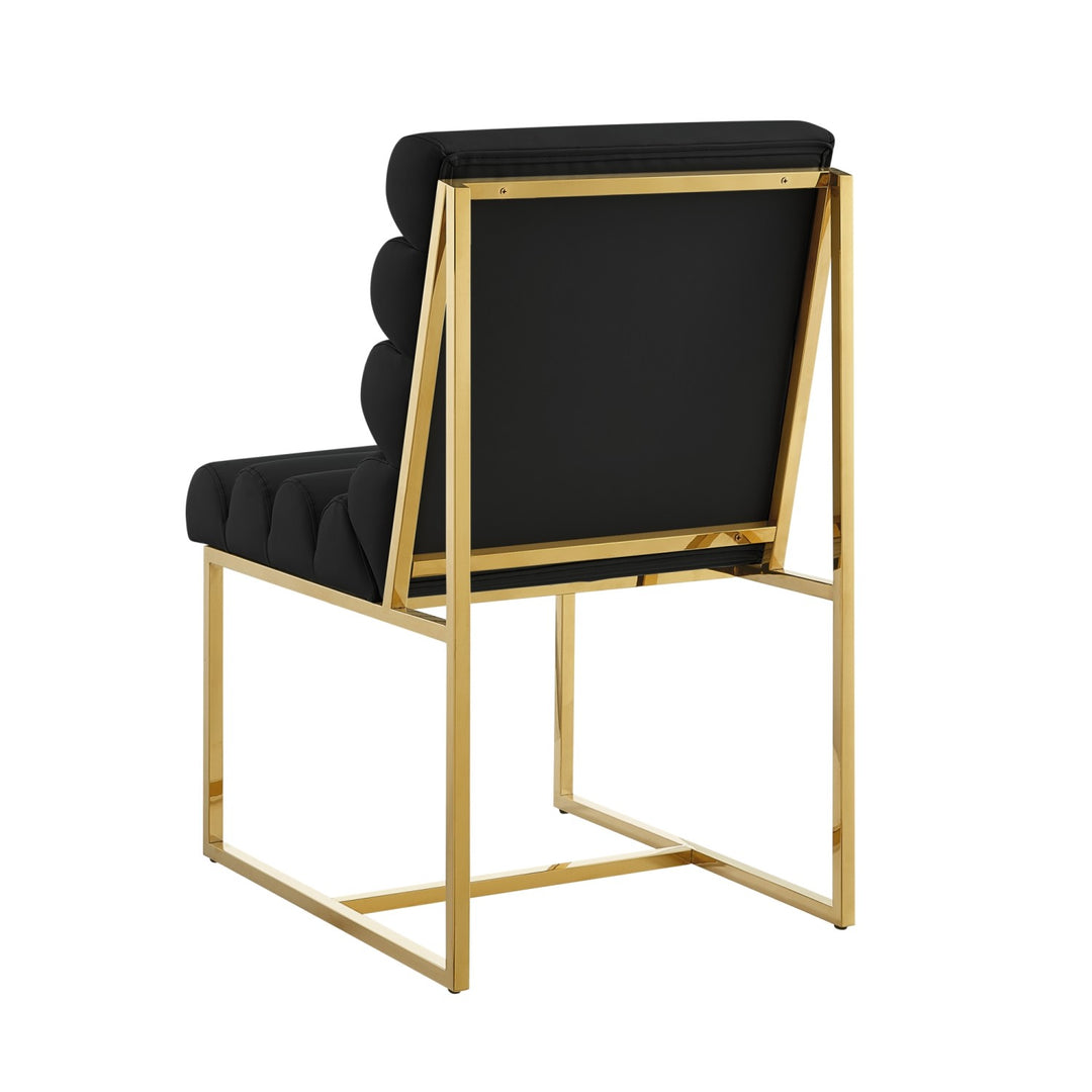 Inspired Home Dalia Dining Chair PU Leather Black/Gold 2