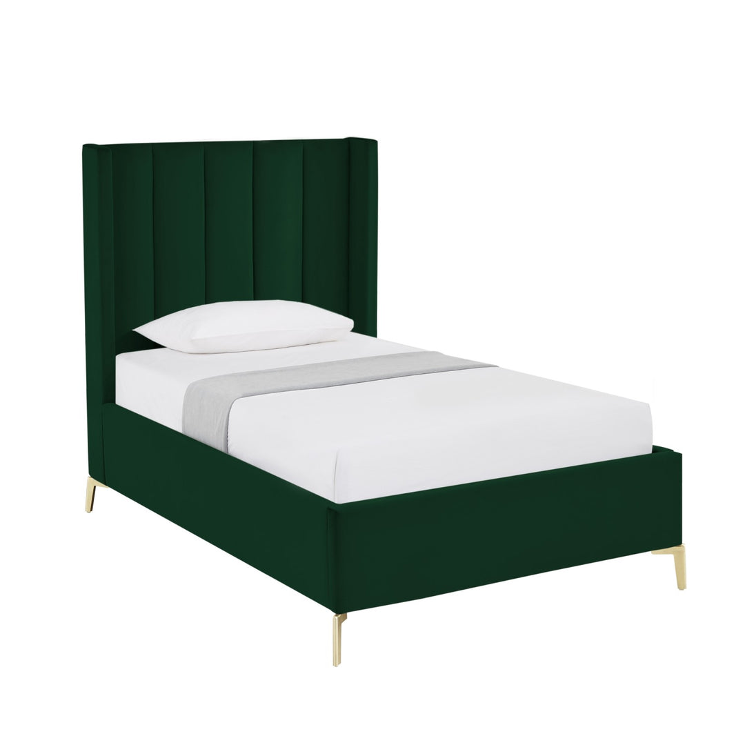 Inspired Home Caliyah Platform Bed Velvet Green Main