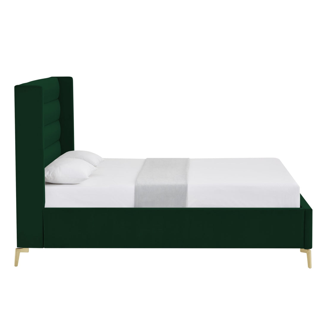 Inspired Home Kacie Platform Bed Velvet Green 2
