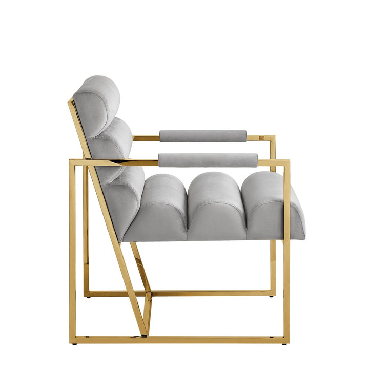 Inspired Home Dalia Accent Chair Velvet Grey/Gold 2