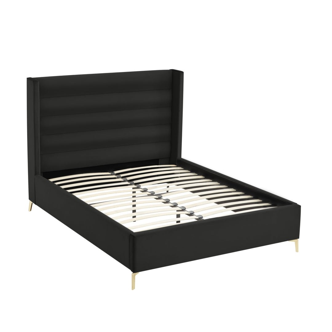 Inspired Home Kacie Platform Bed Velvet Black 3