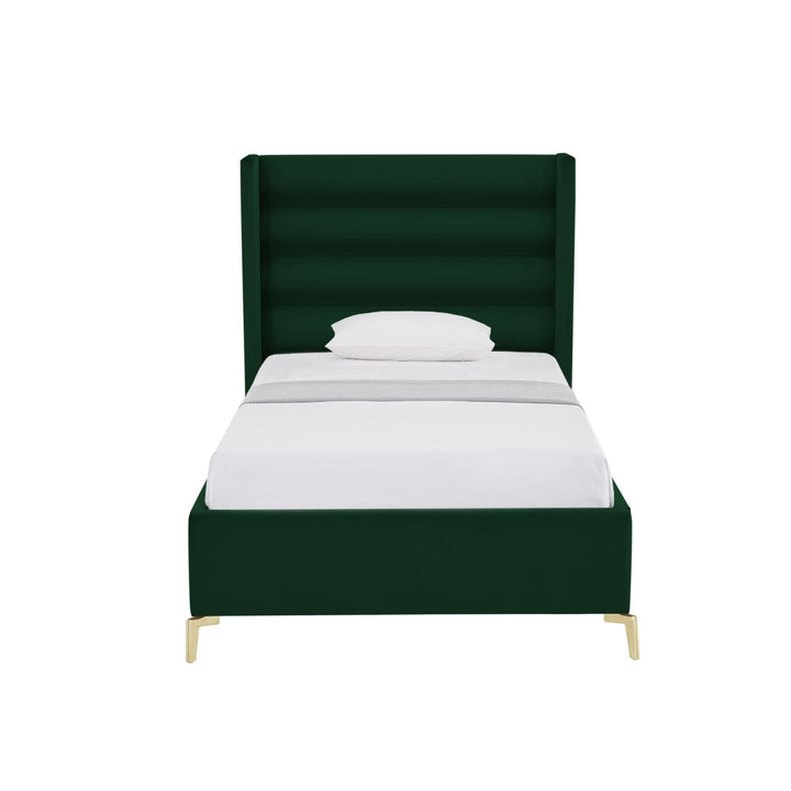 Inspired Home Kacie Platform Bed Velvet Green 1